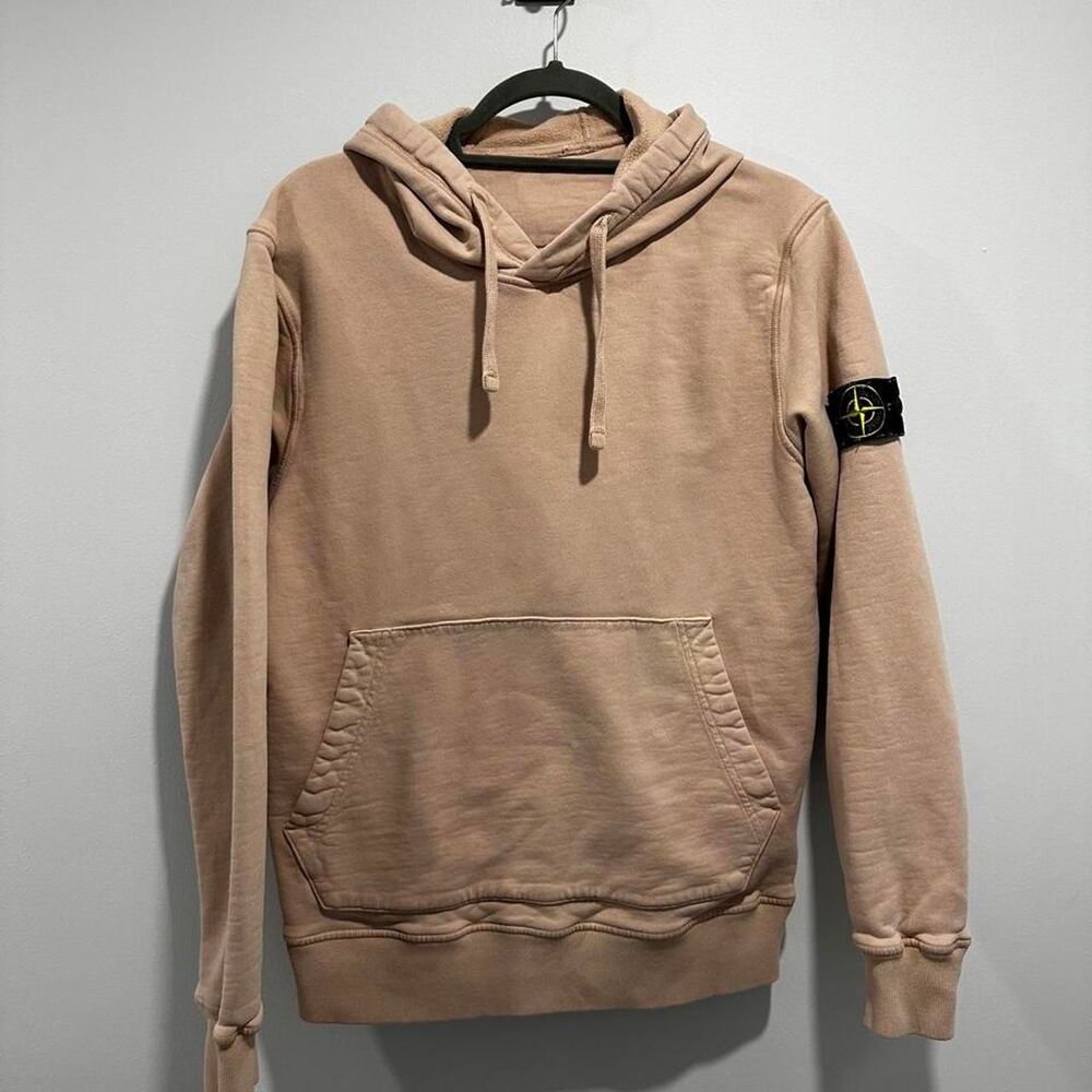 Stone-island Men's Tan and Pink Hoodie